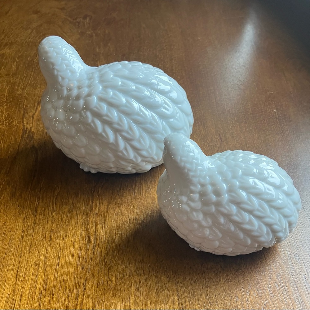 Vintage MCM Midcentury White Ceramic Pair of Quails Birds Figurines - Picture 4 of 6